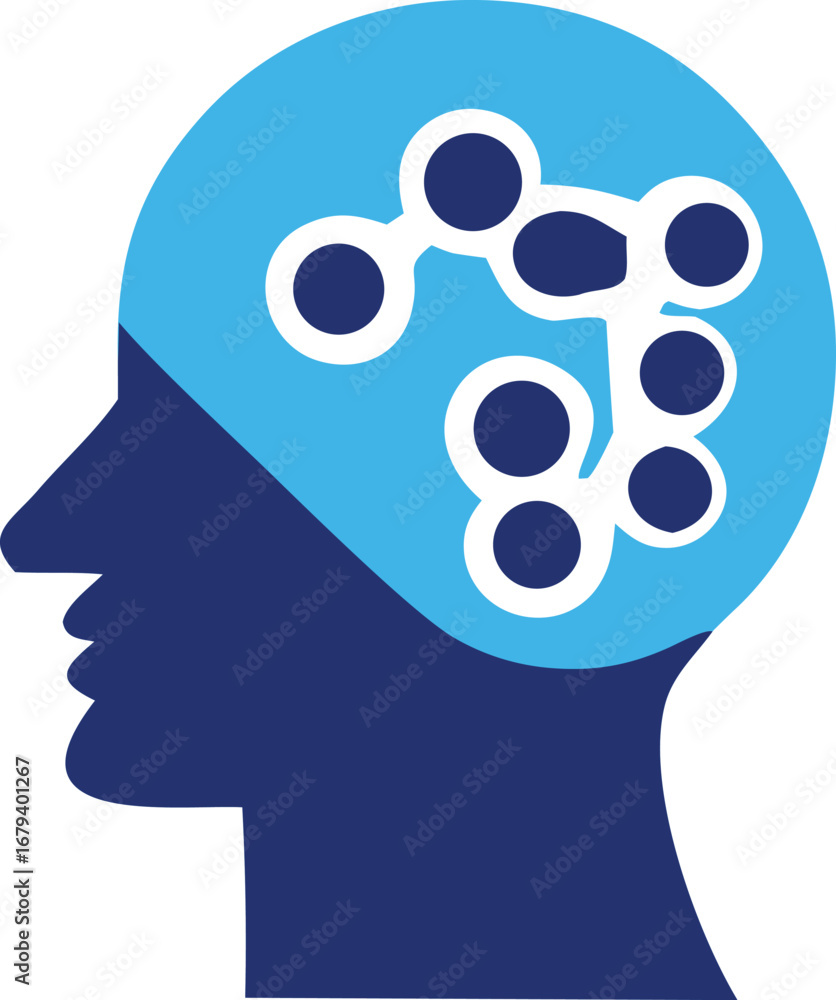 Aufkleber abstract representation of neural network connections within a human head silhouette symbolizing bra