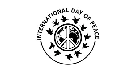 Vector art of international day of peace logo with globe and birds