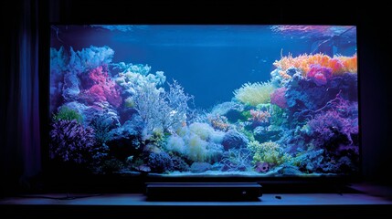 Neon Aquarium &ndash; Vibrant Coral Reef Display with Glowing Colors