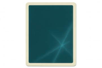 Turquoise playing card back with rounded corners and light rays effect on transparent background