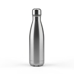 Silver insulated water bottle mockup