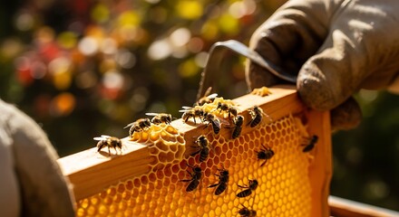 Honeycomb Frame with Busy Bees.