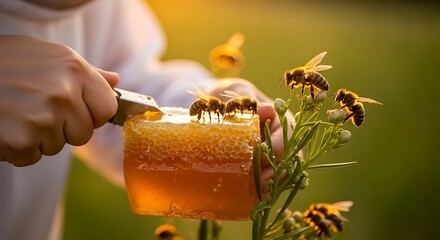 Beekeeper Extracting Honeycomb.