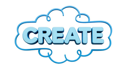 Isolated Create word in cloud shape