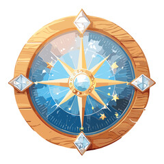 Hand-drawn map scroll with a compass, a classic quest item for a role-playing adventure or treasure hunt Game