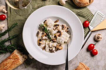 Italian pasta with mushrooms