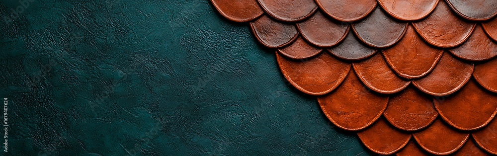 Aufkleber a textured background featuring overlapping circular tiles in earthy tones, contrasting with a deep 