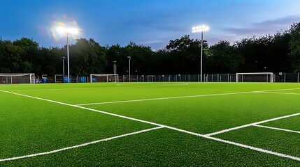 Floodlit all weather 3G artificial grass football
