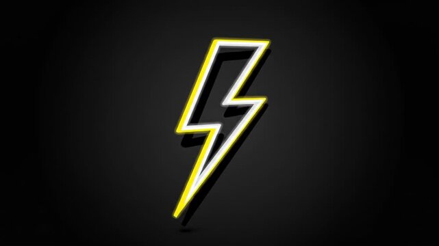 Yellow and White Lightning Bolt on Black Background