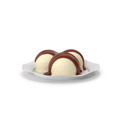Vanilla Ice Cream with Chocolate Sauce 3d Png
