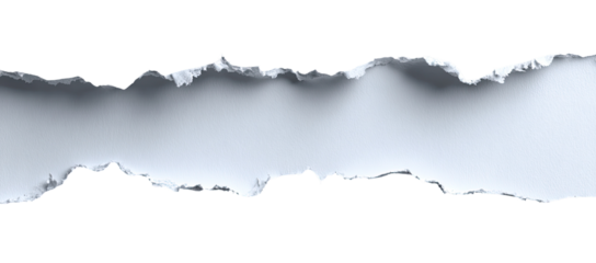 Ripped, textured white paper strip against black background