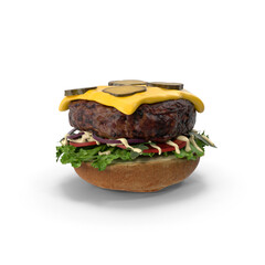 Juicy Cheeseburger on Sesame Bun 3d Png
