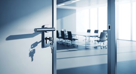 Open Office Door, Modern Business Interior.