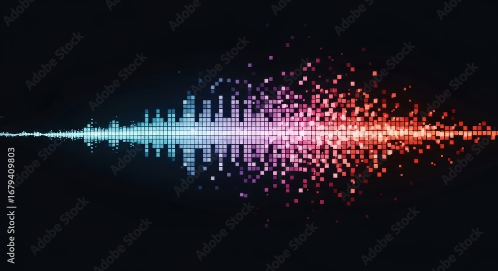 Poster dynamic seamless digital glitch loop background with vibrant sound wave equalizer design