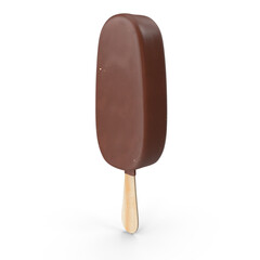 Chocolate Ice Cream Bar on Wooden Stick 3d Png