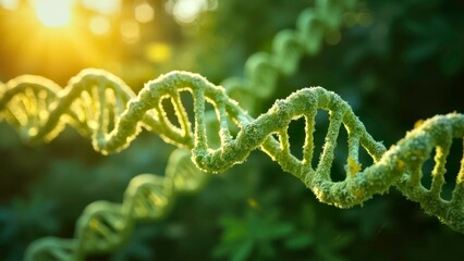 Yellow green DNA strand natural background image