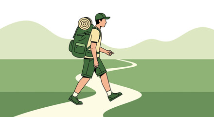 Pathfinder Embarks On a Journey Through the Wilderness Carrying a Backpack Toward Adventure