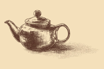 Tea pot illustration on white background. This vector illustration can be used in any size you like for advertising, logos, and other work.
