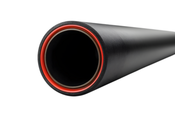 black pipe with red ring and dark interior isolated on white background