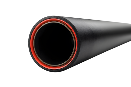 black pipe with red ring and dark interior  isolated on white background