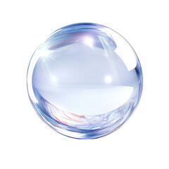 Crystal ball with light reflection and semi-transparent on transparent background