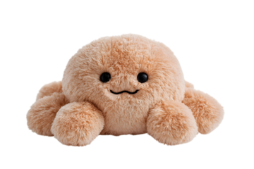  cute plush octopus with cheerful face  isolated on white background