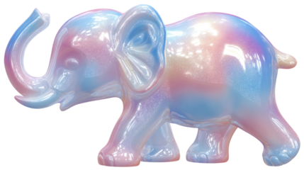 Cute rubber elephant toy pastel color glossy finish high detail on transparent background