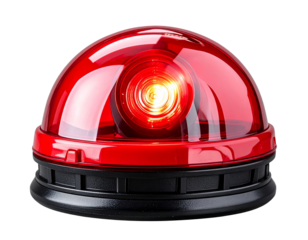  Side Angle of Red Rotating Emergency Light, Isolated on Transparent Background