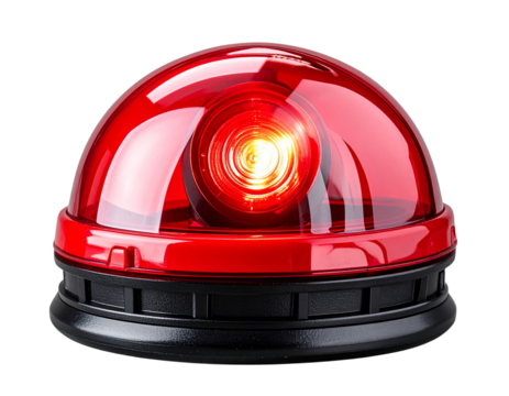 Side Angle of Red Rotating Emergency Light, Isolated on Transparent Background