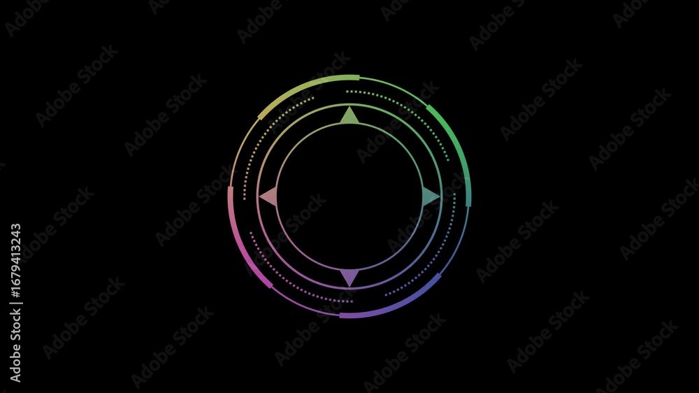 Aufkleber futuristic circular interface with neon gradient and compass elements