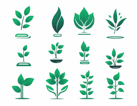 Vector collection of plant icons. Plant symbols that may be needed to create a flyer design