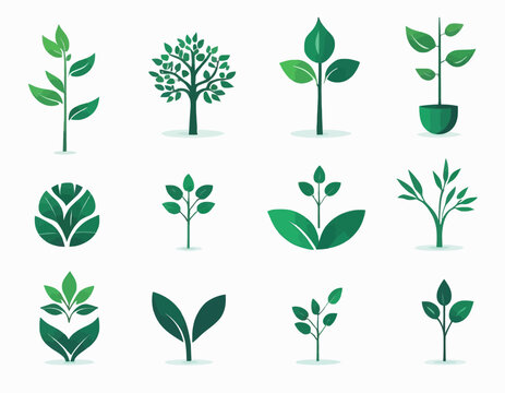 Vector collection of plant icons. Plant symbols that may be needed to create a flyer design