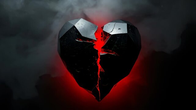 Fractured Heart-Shaped Stone Glows Through Smoke