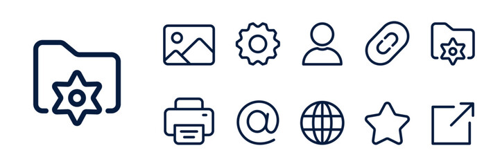 UI outline icon set, modern clean vector symbols for interface design