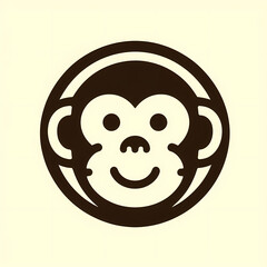 Vector Icon Smiling Monkey. A minimal and friendly monkey head in vector style featuring a warm smile—perfect for stickers, icons, or branding.
