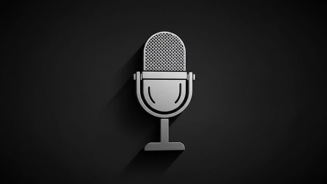 Silver Retro Microphone on Dark Background