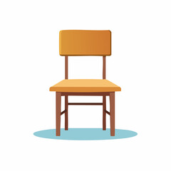 Simple wooden chair from a front view, an empty seat for furniture and interior design concepts. Flat vector illustration isolated on a white background