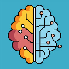 Creative AI brain illustration in vector style