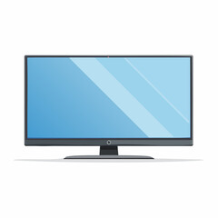 Fototapeta premium Flat panel smart television with a blank blue screen. A modern digital device for multimedia and home cinema entertainment, isolated on a white background as a vector illustration