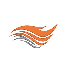 Fototapeta premium Abstract Orange and Gray Wave Graphic Design Isolated on White Background