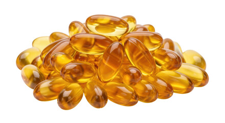 Isolated Omega-3 Fish Oil Capsules Pile