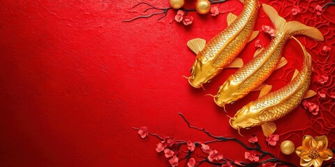 New year chinese style. luxury gold koi carp fish.