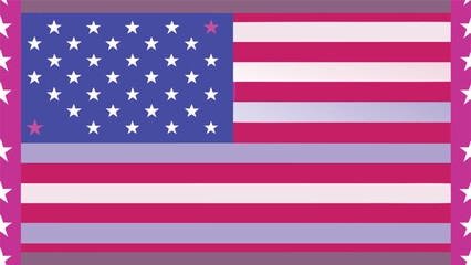 Obraz premium Stylized american flag with pink stars and stripes on a gray background