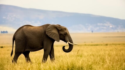 Obraz premium Elephant Grassland Foraging Scene Map