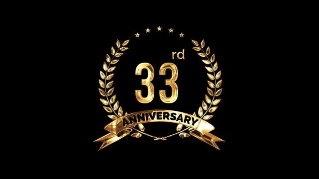 33rd Anniversary Celebration. Golden 33 Year Anniversary Animation