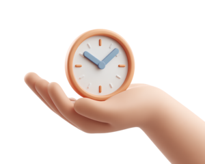3d icon of a hand holding a clock