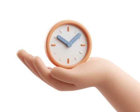 3d icon of a hand holding a clock