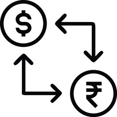 Currency Symbols Flow Chart Outline For Bank Transaction.