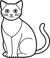 Cute Sitting Cat Outline Minimal Vector Icon.