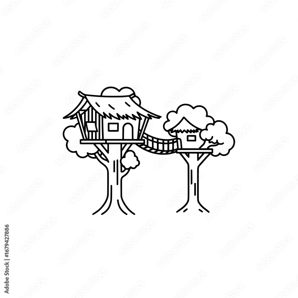 Poster treehouse with transparent background